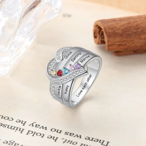 Miniatura 6 de Wendy Made Birthstone Rings for Women Custom Mother Daughter Rings for Mom Personalized Name Rings for BFF Ring Friendship Rings for Women Girls
