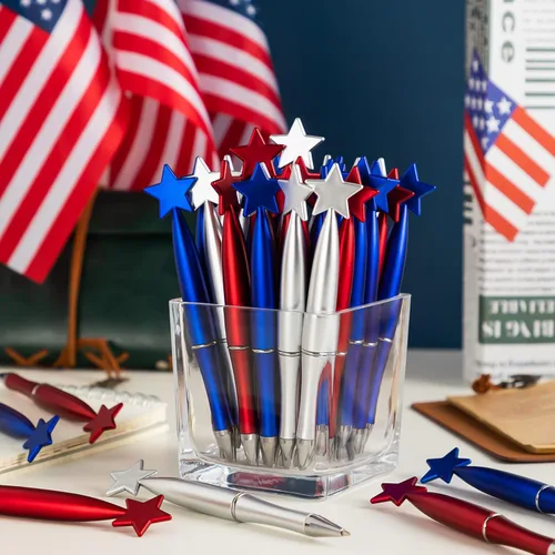 Miniatura 4 de 48 bolígrafos con diseño de estrella, 4 de julio, Día de la Independencia, bolígrafos de tinta negra patriótica de 0.039 pulgadas para suministros