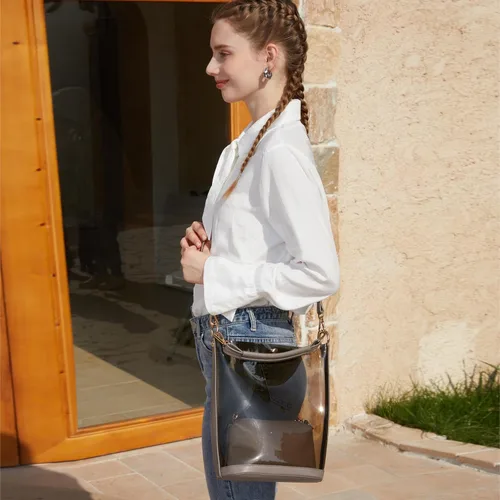 Miniatura 2 de KOOIJNKO Bolsos semitransparentes, bolsa de hombro transparente para playa, 2 en 1 bolsa