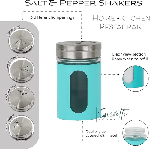 Miniatura 3 de Aqua Salt Pepper Shakers - Tarros de especias retro, juego de 5