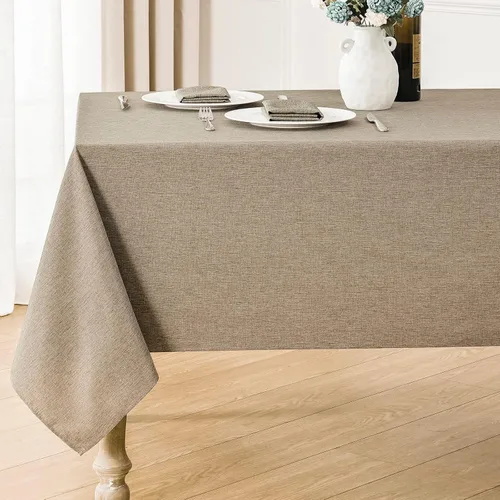 Miniatura 40 de Veblandy Mantel rectangular impermeable de 60 x 104 pulgadas, mantel texturizado de lino, resistente a las manchas y a las arrugas, lavable, mantel