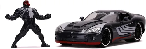 Jada Marvel 1:24 Dodge Viper - Coche fundido a presión con figura de veneno de 2.75 pulgadas, juguetes para niños y adultos