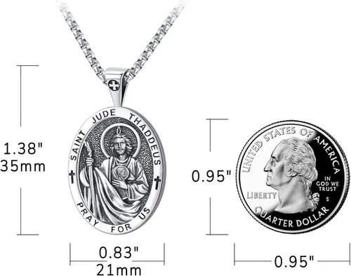 Miniatura 46 de Eusense Saint Necklace Sterling Silver 925 Protection Jewelry for Men Women Patron St Medals Amulet Pendant