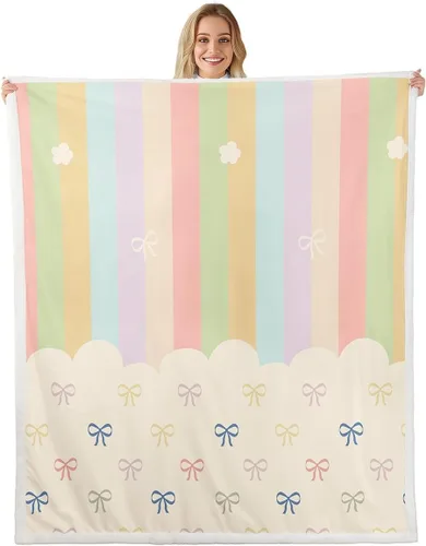 Miniatura 24 de Manta de franela arcoíris para todas las estaciones, colorida manta de cama con diseño de estrellas, luna y cielo para decoración de habitaciones