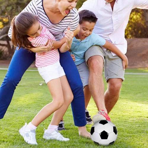 Miniatura 6 de Paquete de 6 pelotas de fútbol cristianas de donación benéfica con bomba, tamaños 5/4/3, juego desinflado a granel para la operación de bolsa