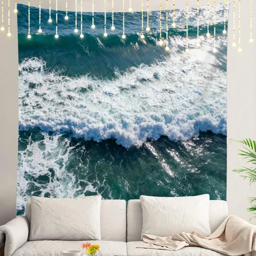 Miniatura 70 de Shrahala Tapiz de pared con paisaje de lago de otoño, bosque amarillo, para colgar en la pared, tapiz grande, decoración de fibra de poliéster