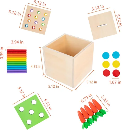 Miniatura 5 de Juguetes Montessori de madera para regalos de bebé de 1, 2 y 3 años, la caja del kit de juego incluye juegos de cosecha de zanahorias, caja