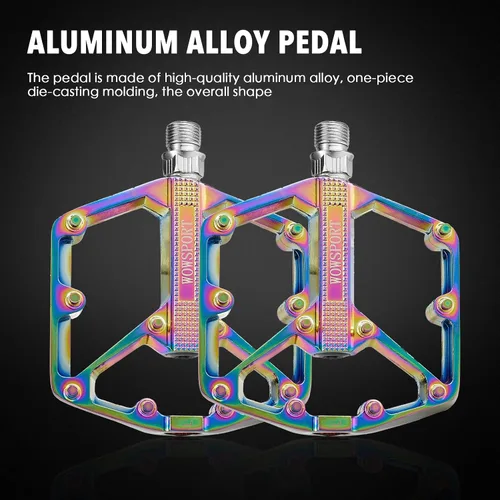 Miniatura 2 de WOWSPORT Pedales MTB Pedales de bicicleta de montaña Pedales planos y ligeros con clavos antideslizantes para Road Mountain BMX MTB Bike