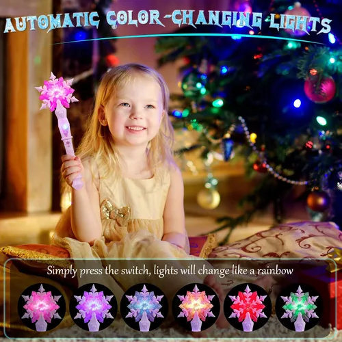 Miniatura 3 de EnrichFun - Varita de copo de nieve de Frozen que se ilumina con sonido, juguetes mágicos con movimiento para princesas para niñas, favoritos