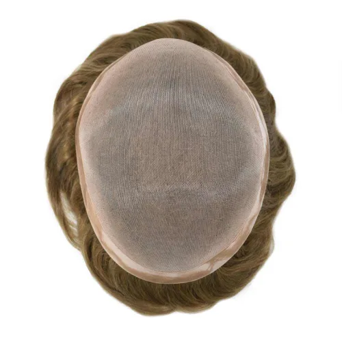 Miniatura 4 de Tupé para hombre, pieza de cabello humano real, monofilamento, tupé para hombres, postizos, unidades de sistema de reemplazo de cabello, gris