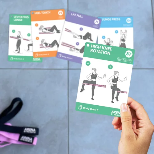 Miniatura 7 de Arena Strength Tarjetas de entrenamiento – Baraja de instrucciones de entrenamiento para entrenamientos con bandas de glúteos, guía de fitness