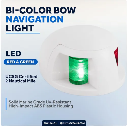 Miniatura 2 de Five Oceans Kit de luces de navegación para barcos, anclaje LED y luces bicolor, 12 V, reglas USCG 2 NM para pontón, barcos de pesca, lanchas