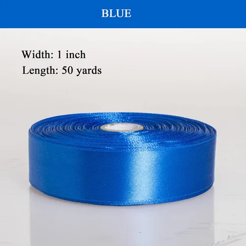 Miniatura 2 de YASEO Cinta de satén sólido azul real de 1 pulgada, cinta de tela artesanal de 50 yardas para envolver regalos, ramos florales, decoración de fiesta
