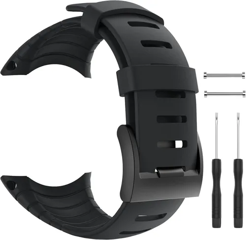 Suunto Core Strap, Rubber Replacement Watch Band for Suunto Core SS014993000. Negro