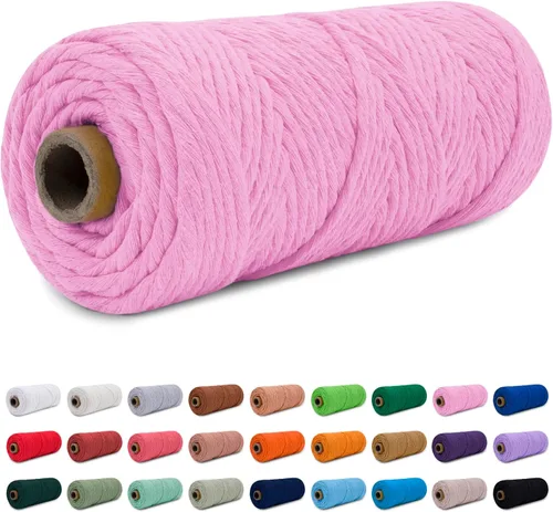 Miniatura 44 de CAMAL Cordón de macramé de 0.157 in x 109 yardas (328.1 ft), cuerda de algodón de color para tejer, manualidades, colgar en la pared, proyectos