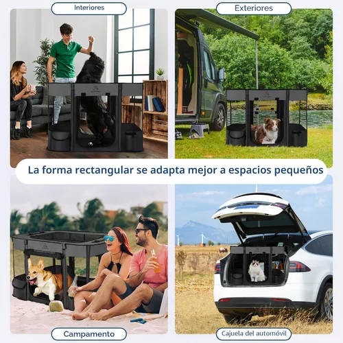 Miniatura 6 de Corralito para perros de 40 x 32 x 24 pulgadas, corralito plegable para cachorros y gatos, jaula portátil para hacer ejercicio, cubierta de sombra