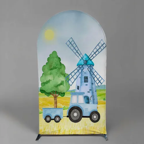Miniatura 9 de Fundas de fondo de arco para fiestas, diseño de granero, diseño de granero, fundas elásticas para cumpleaños, banquetes, fiestas, baby shower