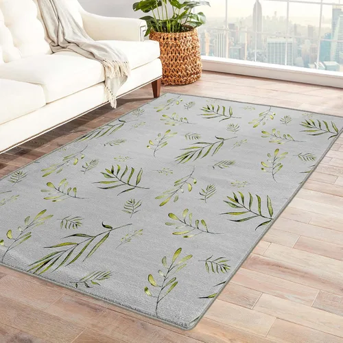 Miniatura 8 de Alfombra botánica pequeña de 2 x 3 pulgadas, alfombra floral, lavable para entrada, dormitorio, sala de estar, alfombra suave antideslizante de pelo