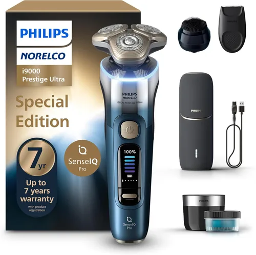 Miniatura 10 de Philips Norelco Shaver i9000 Prestige Ultra, afeitadora eléctrica en seco y húmedo, oro blanco, tecnología SenseIQ Pro, sistema de triple elevación