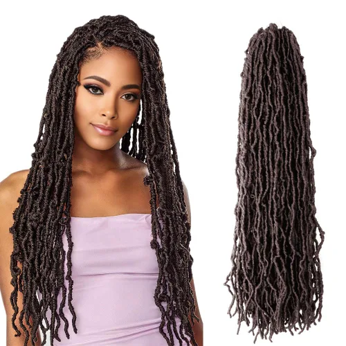 Miniatura 25 de Niseyo Rastas de pelo sintético de ganchillo de 24 pulgadas, 6 paquetes de extensiones de cabello sintético lacio de ganchillo largo