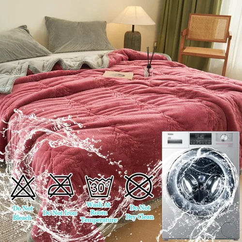 Miniatura 5 de Manta de Navidad tamaño King, suave felpa polar ártico, manta acolchada de fibra de soja con patrón de árbol de Navidad, manta de tres capas