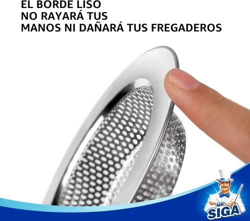Miniatura 3 de MR.SIGA - Colador de fregadero de cocina, colador de drenaje de fregadero de acero inoxidable, apto para lavavajillas, diámetro exterior 4.4