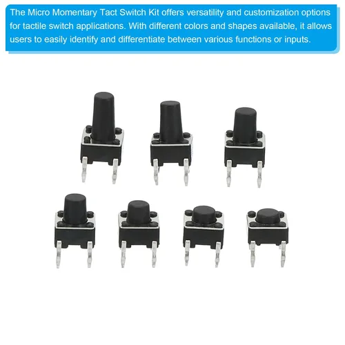 Miniatura 3 de PATIKIL Kit de interruptor táctil micro momentáneo, 1 juego de interruptor de botón táctil, 10 tipos surtidos para control remoto de automóvil
