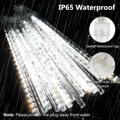 Miniatura 3 de PEMOTech Luces de lluvia de meteoritos para exteriores, 38.5 pies, 15 tubos de 11.8 pulgadas, 540 luces LED de Navidad al aire libre, luz
