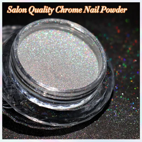 Miniatura 3 de FNNZ Polvo de uñas holográfico, polvo de uñas cromado para decoración de uñas, purpurina fina holográfica Aurora Rainbow efecto espejo metálico
