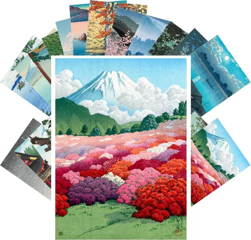 Miniatura 12 de PIXILUV Postales vintage (24 piezas de 4 x 6 pulgadas cada una) Nubes Acuarela Paisaje Vistas Postales Vintage Postales Libros Ilustraciones