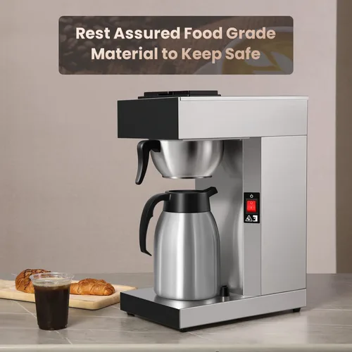 Miniatura 7 de SYBO Cafeteras comerciales de 12 tazas, cafetera de goteo con jarra térmica de 74 onzas, cafetera de acero inoxidable SF-CB-1AA