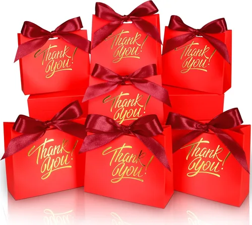 Paquete de 60 pequeñas bolsas de regalo de agradecimiento, 4.5x1.8x3.9 pulgadas, bolsas de obsequios para fiestas con cinta de lazo, pequeñas bolsas