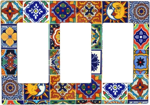 Miniatura 10 de Talavera - Azulejos mexicanos de una sola banda, placas de pared para decorar enchufes eléctricos, placa de interruptor, placa decorativa de pared