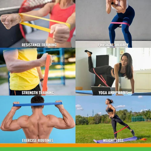 Miniatura 5 de Bandas elásticas de resistencia, bandas de ejercicio ajustables de 6 niveles para entrenamiento de cuerpo completo, bandas de fitness portátiles