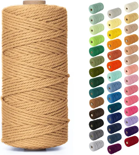 Miniatura 167 de Nook Theory - Cuerda de macramé de 3 mm, 220 yardas de cuerda de algodón, hilo de 4 mm y 5 mm, cuerda para manualidades, perfecta para colgantes