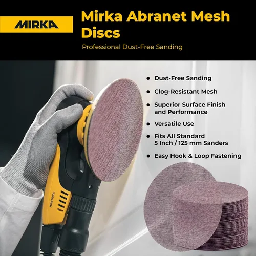 Miniatura 7 de Mirka Abranet - Disco de red de 5 pulgadas, grano 80, discos de lija con gancho y bucle, 50 unidades, 9A-232-080 Gancho y bucle, 50 piezas
