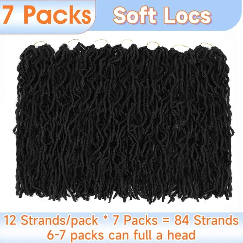 Miniatura 5 de Cabello de Ganchillo de Locs Falsos de 22 Pulgadas, 7 Paquetes de Locs Suaves de Ganchillo, Trenzas de Ganchillo Pre-Enrollados, Locs de Ganchillo 1b