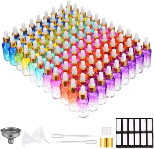 Miniatura 27 de PrettyCare Paquete de 4 botellas con cuentagotas de aceites esenciales, botellas vacías de tintura para cuidado personal y belleza, Ámbar