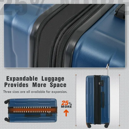 Miniatura 16 de Merax Juegos de equipaje de mano en maleta aprobada por aerolíneas, estuche rígido con ruedas giratorias expandibles, Negro