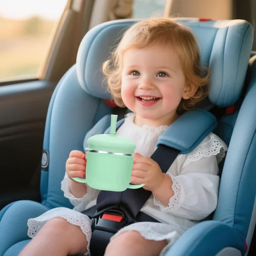 Miniatura 7 de BUSOHA Vasos para sorber de acero inoxidable para niños de más de 6 meses, 3 en 1, taza para sorber de silicona para niños pequeños con cepillo