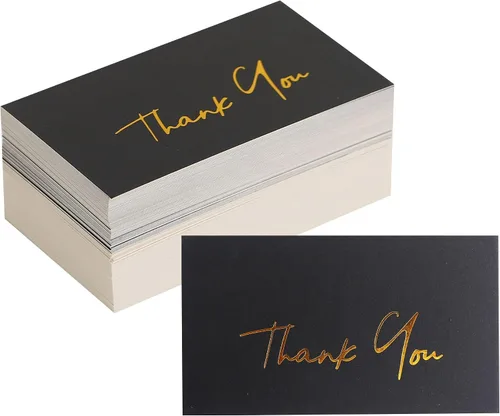 Miniatura 8 de Winoo Design Mini Tarjetas de Agradecimiento Doradas para Pequeñas Empresas – Paquete de 100 – Tarjeta Plana Sin Plegar, 2 x 3.5 Pulgadas, Gracias