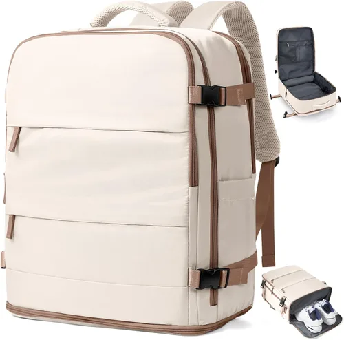 Miniatura 59 de coowoz Mochila grande de viaje para mujeres y hombres, mochila de transporte, mochila para senderismo impermeable, mochila deportiva para Rosa