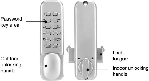 Miniatura 4 de Sonew Cerradura de puerta con contraseña mecánica digital, cerradura de contraseña de puerta oscilante izquierda y derecha, puerta de combinación