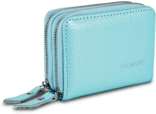 Miniatura 3 de KALMORE Cartera pequeña de cuero con RFID asegurada espaciosa y bonita con cremallera para mujer