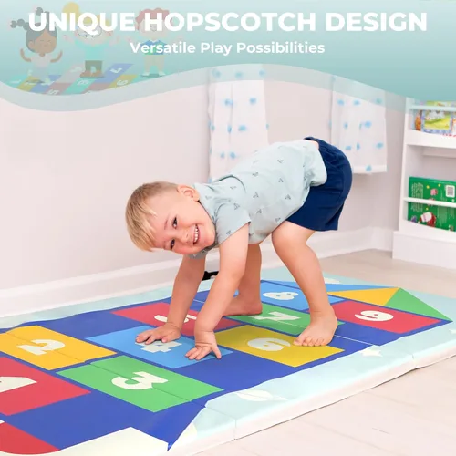 Miniatura 3 de Kangaroo Hoppers Gymnastics Tumbling Mats for Kids, Foldable Gym Mat with Carrying Handles for Home Activity Play