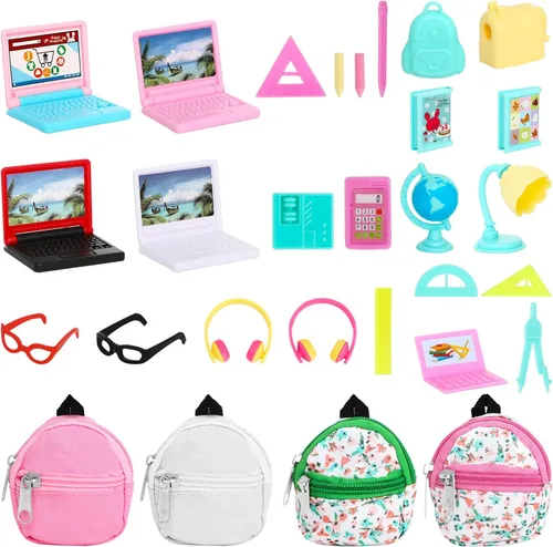 Miniatura 9 de SOTOGO 34 piezas de casa de muñecas, suministros escolares, mini accesorios escolares, casa de muñecas, juguete para el hogar, modelo en miniatura