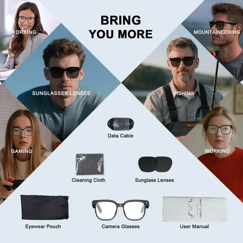 Miniatura 10 de Lentes inteligentes AI con cámara, video HD 4K y captura de fotos, traducción en tiempo real, gafas de grabación con asistente de IA, reconocimiento