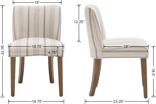 Miniatura 3 de chairus Juego de 2 sillas de comedor de granja, cómodas sillas de cocina tapizadas de tela de lino de madera marrón nogal, sillas de comedor