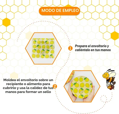 Miniatura 4 de Envoltura de cera de abeja reutilizable, paquete de 9 envolturas ecológicas de cera de abeja para alimentos, orgánica, sostenible, biodegradable