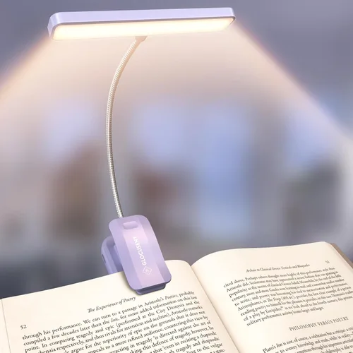 Miniatura 9 de Glocusent 26 luces LED recargables para leer en la cama, cuidado de los ojos, 5 colores ámbar y atenuación continua, dura de 1 semana a un mes, Negro
